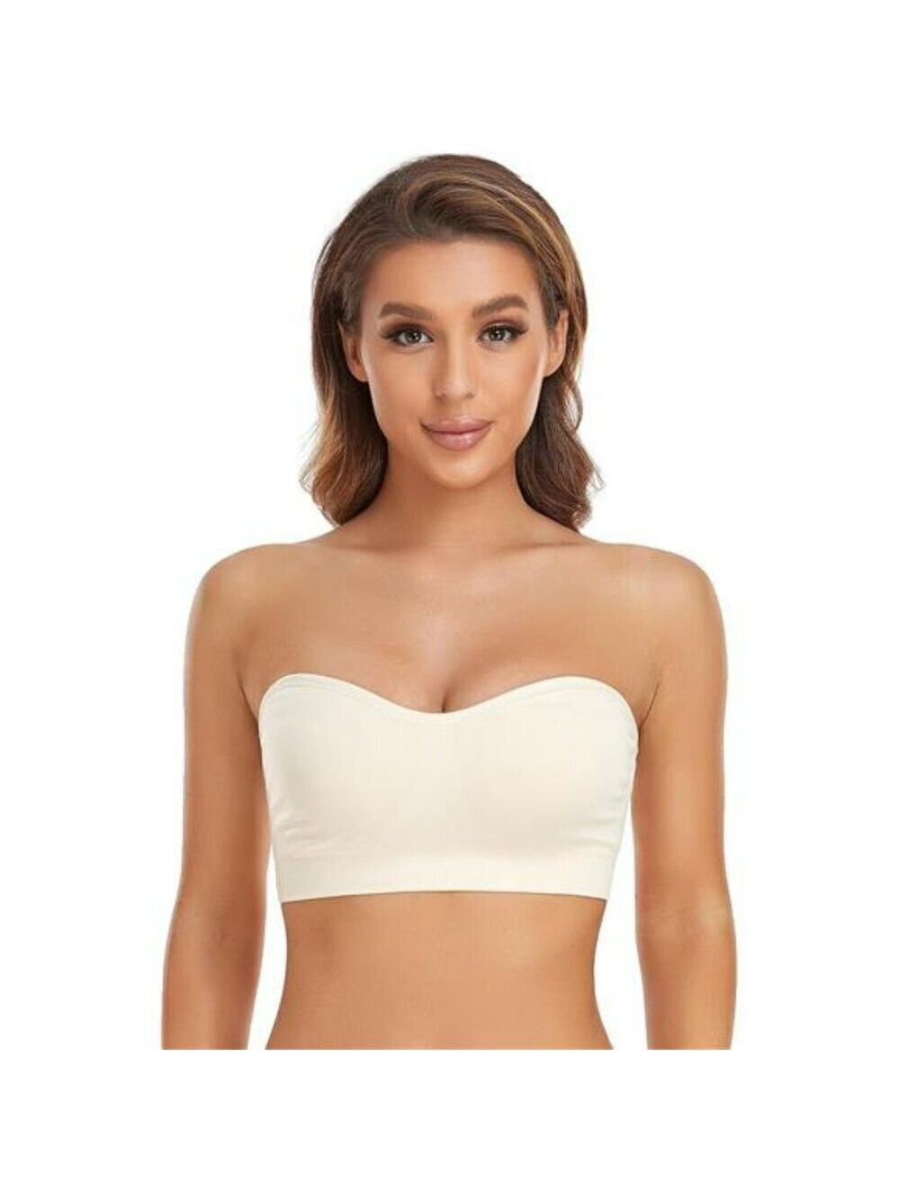 Lusait Strapless Bra for Women Non-Slip Silicone Padded Bandeau Bra Wireless
